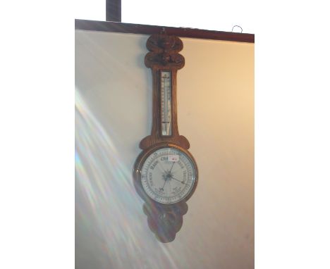 Oak banjo barometer