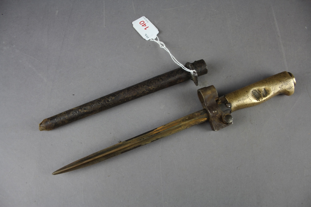 WW1 French cut down Lebel Trench Knife having cruciform blade