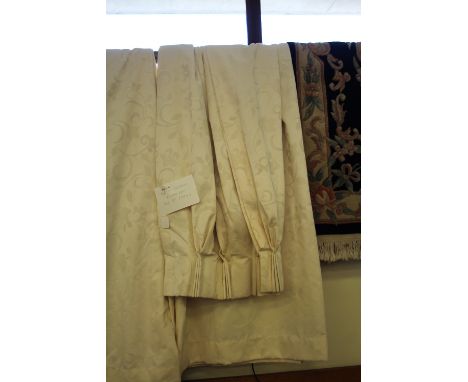 Pair of cream embossed curtains (2 widths wide)