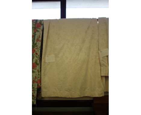 Pair of cream embossed curtains (3 widths wide)