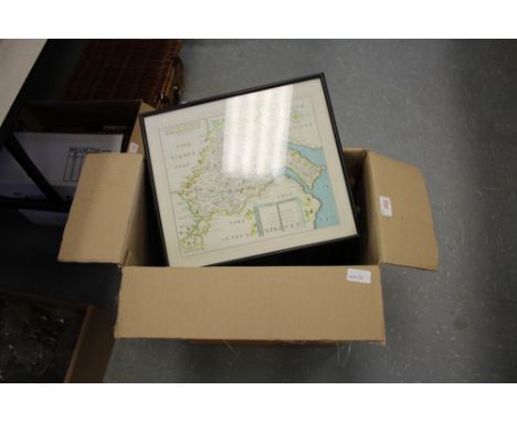 Box of prints/maps/lithographs