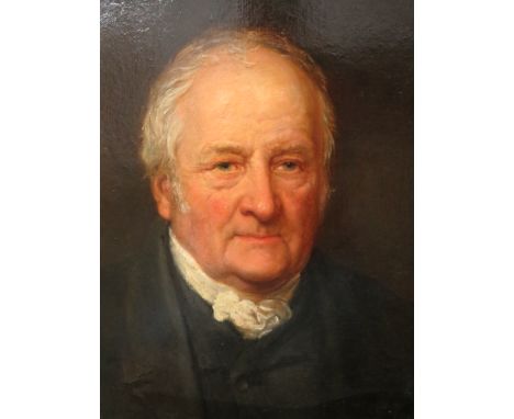 A 19th century portrait of Mr Ruse, oil on board, in an ornate gilt frame, dated 1853 verso, 14 x 17