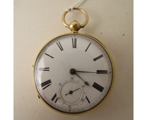 John Forrest, Chronometer maker to the Admiralty, an 18ct yellow gold open faced pocket watch with offset seconds at six in a