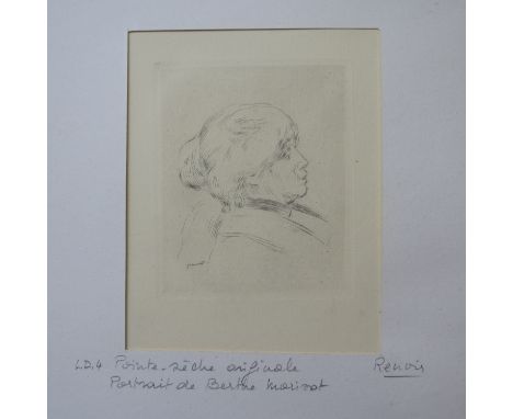 Pierre Auguste Renoir, Berthe Morisot, a print portrait of a lady, signed with title, 3.5 x 4.5