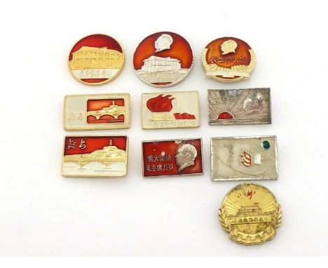 A group of ten “Chinese Cultural Revolution” medals, gilt-metal and red enamel, most with maker's marks, circa 1966-1976. In 