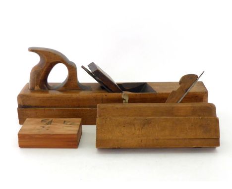 Two rare Scottish joiner's planes. A hardwood shoulder plane with double ended angled blade set at 30 degrees to the line of 