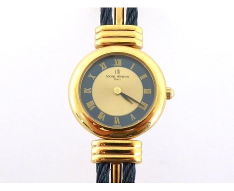 Michel Herbelin, a lady's gilt metal and blued steel quartz wrist watch, ref.7020.B, with circular two tone dial, 22mm diamet