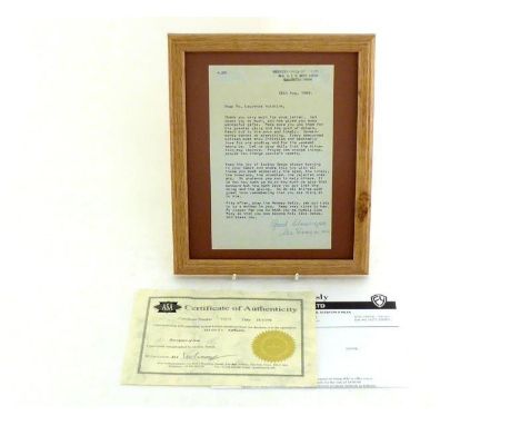 A typed letter with manuscript “God bless you” and signed by Saint Mother Teresa, dated 26th. August. 1988, with certificate 