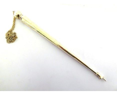 Judaica:- a silver-plated Torah pointer, yad, of tapering form with ball finial and suspensory chain, terminating in a hand w