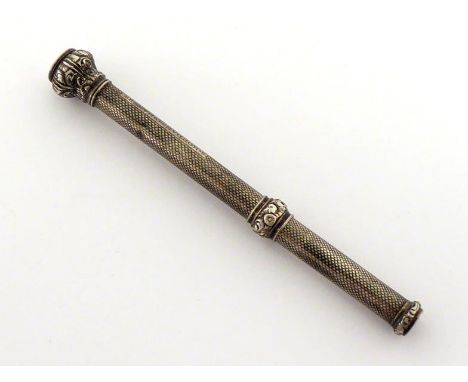 A Victorian silver retractable pencil by S. Mordan & Co., circa 1845-60, the engine turned barrel signed 'S.Mordan & Co Maker