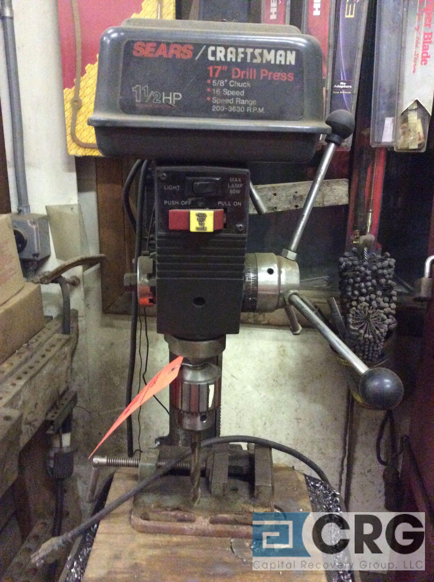 Craftsman 17 inch drill press, 1 1/2 HP, 2003630 RPM, 1 phase, 5/8" Chuck