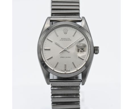 Rolex, a gents 1960's Oysterdate Precision wristwatch, silver baton dial, fitted with fixo flex expansion bracelet, model 669