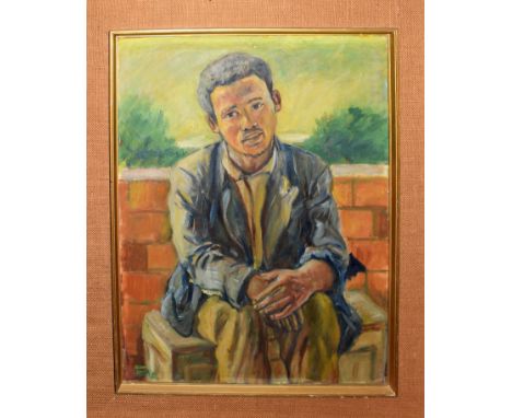 •AR Brian Shear (20th century), Portrait of a seated man, oil on board, signed and dated 57 lower left, 57 x 44cm