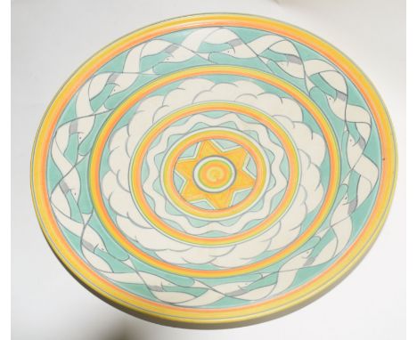 Poole Studio pottery dish with a design of seagulls, by Karen Brown, with factory marks and signature to base, 35cm diam
