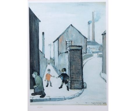After Lawrence Steven Lowry, RA (1887-1976), "Viaduct St Passage", coloured print, numbered 387/850 in pen to lower margin, 3
