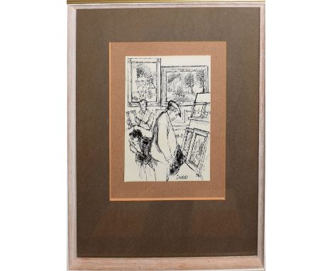 •AR Andrew Dodds (born 1978), Art Exhibition, pen and ink drawing, signed lower centre, 17 x 12cm, together with a limited ed