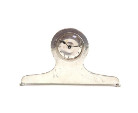Liberty pewter 'Admiral's Hat' mantel clock, on bun feet, marked 'English Pewter Made by Liberty & Co.' and numbered 01294 to