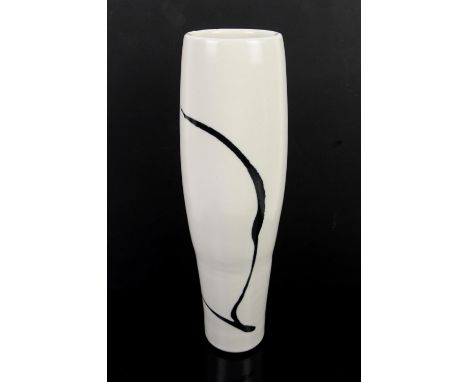 Christine Ann Richards (British, b.1949) elongated vase with black splash on white ground, impressed CAR mark to base, h37cmC