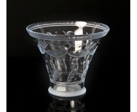 Simon Gate (1883-1945) for Orrefors bowl, satin cut light blue glass, circa 1928, etched mark to base, h12cm, 14.5cm diamCond
