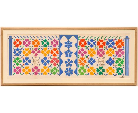 HENRI MATISSE 'Decoration masques, original lithograph from the 1954 edition after Matisse's cut-outs, printed by Mourlot fre