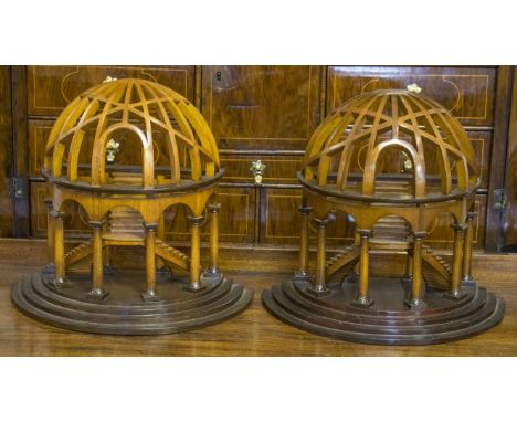 ARCHITECTURAL MODELS, a pair, domed vaults with internal stairs on elliptical bases, 42cm H x 46cm W x 24cm D. (2)