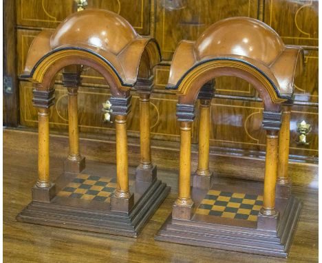 ARCHITECTURAL MODELS, a pair, portico's with chequered floors, 40cm H x 25cm. (2)