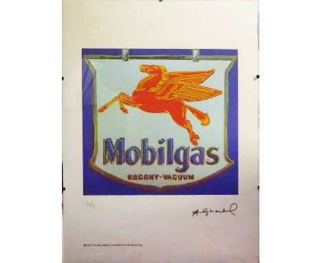 ANDY WARHOL 'Mobil gas', lithograph in colours, on BFK Rives paper, printed by the A.W.Foundation of visual arts 1995, 42cm x