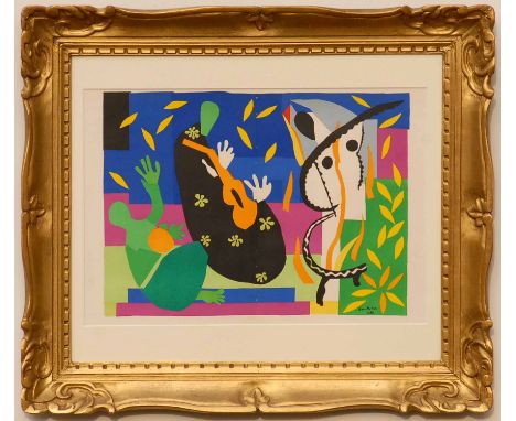 HENRI MATISSE 'Tristesse du Roi', original lithograph from the 1954 edition after Matisse's cut-outs, printed by Mourlot frer