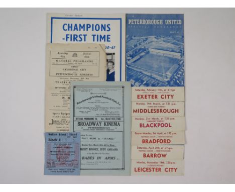 Peterborough selection - Friendlies v Blackpool Middlesborough 60/61 1st season in league (4) inc Fr v Leicester & Ticket v S