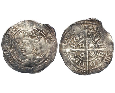 David II of Scotland 1329-1371, silver groat, Second Coinage 1357-1367, young bust, left breaking plain tressure, arcs of tre