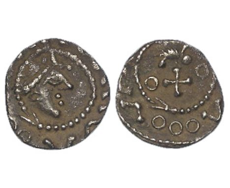 Anglo-Saxon sceat, Primary Phase, c.680-c.710, Series BIIIA, Type 27a, Diademed head, right, with pointed nose / Full bodied 