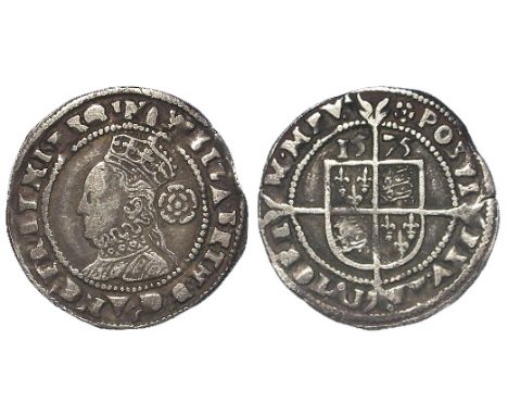 Elizabeth I silver threepence, Third and Fourth Issue [1561-1577] mm. Eglantine [1573-1578] and dated 1575, bust exhibits ear