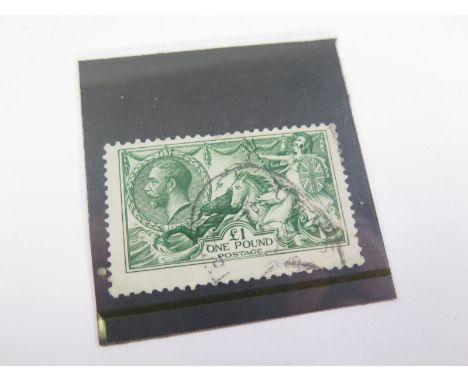 GB 1913 GV £1 green SG 403, light oval registered postmark, four nibbled perfs, cat £1400