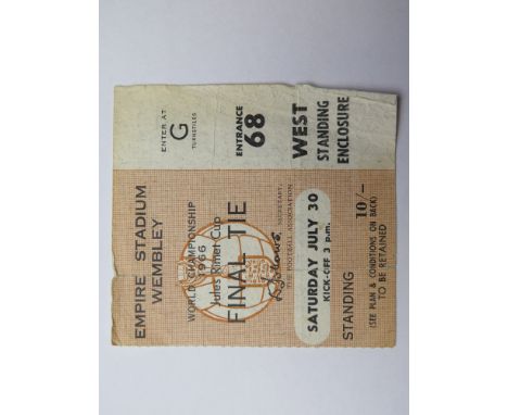 1966 World cup match ticket, 30th July, Final, played at Wembley (Brown ticket)