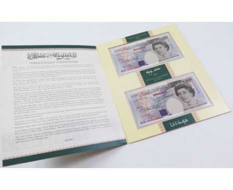 Bank of England limited edition presentation pack C144 (no outer cover), last Kentfield £20 CL99 999798 & first Lowther £20 D