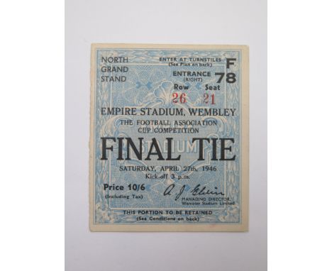 Derby County FA Cup Final Ticket 27/4/1946 v Charlton. Ticket for North Stand (1)