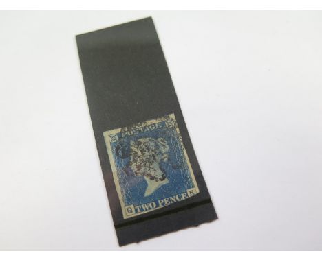 GB 1840 2d Blue (Q-K), 3.½ margins, no tears thins or creases, black MX 