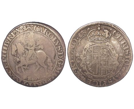 Charles I Halfcrown of York 1643-1644, mm. Lion, reverse oval garnished shield, obverse EBOR below horse, Spink 2868, with ol