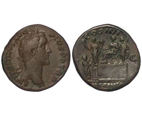 Antoninus Pius brass sestertius, Rome Mint 145 A.D., reverse legend:- LIBERALITAS AVG I I I I, in exergue, COS I I I I, S C a