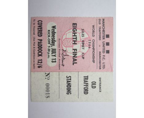 1966 World cup match ticket, 13th July, Eighth final, played at Old Trafford