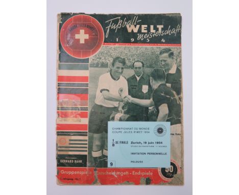 World Cup 1954 VIP Ticket for match between Austria V Czechoslovakia 19/6/54 with Austria winning 5.0. Plus scarce Tournament