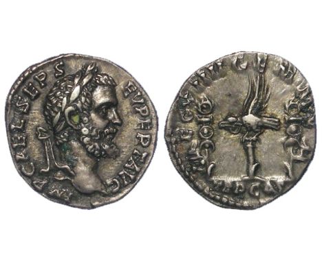 Septimius Severus silver denarius, legionary issue, Rome Mint 193 A.D., reverse reads:- LEG XI I I I GEM M V TR P COS, Legion