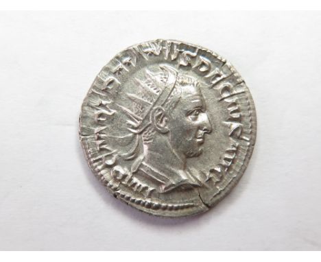 Trajan Decius silver antoninianus, Rome Mint 250-251 A.D., reverse reads:- DACIA, Dacia standing left, holding Dacian standar