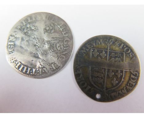 Elizabeth I silver sixpence, Milled Issue 1561-1571, tall, narrow bust, 1562, mm. Star, large rose, reverse:- Cross fourchee,