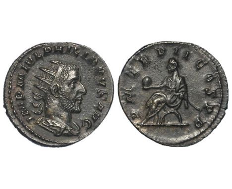 Philip I silver antoninianus, Rome Mint 245 A.D., reverse reads:- P M TR P I I COS P P, Philip, togate, seated on curule chai