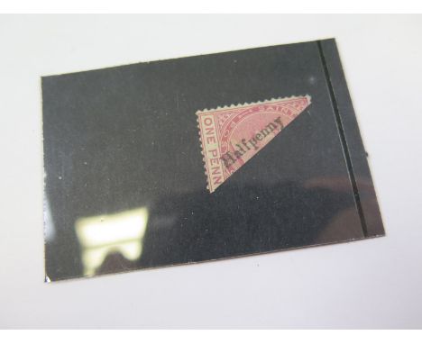 St Kitts-Nevis - St Christopher 1885 Halfpenny overprint on bisected 1d light carmine with inverted overprint mint, small tea