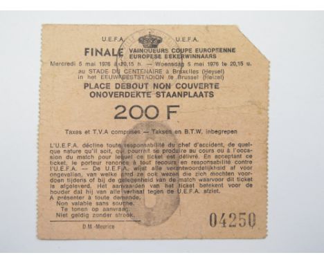 European Cup Winners Cup 5/5/1976 between West Ham Utd v Anderlecht at Heysel Stadium Brussels. rare match ticket with entry 