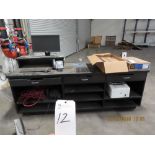 Black Work Station w/ Cyber Power PC w/ HP Printer