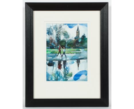 BRYAN EVANS, WINTER LIGHT - KELVINGROVE PARK watercolour on paper, signed 32.5cm x 23cm Mounted, framed and under glass