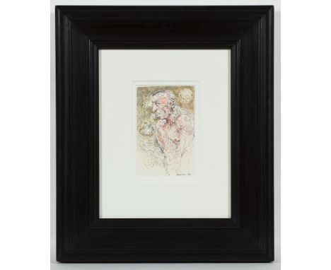 * PETER HOWSON OBE, UNDEFEATED pen and watercolour on paper, signed and dated '89 20cm x 13cm Mounted, framed and under glass